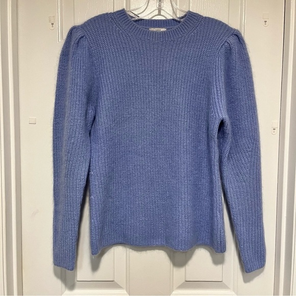 Lewit Mohair Wool Silk Puff Sleeve Sweater Periwinkle XS R - Picture 3 of 9